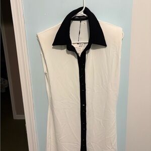 Zara Black Collar White Shirt